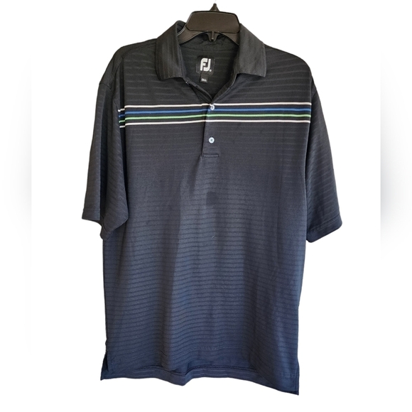 Footjoy Polo Shirt Men’s Striped Golf‎ Short Sleeve Performance Size Medium - Picture 1 of 7